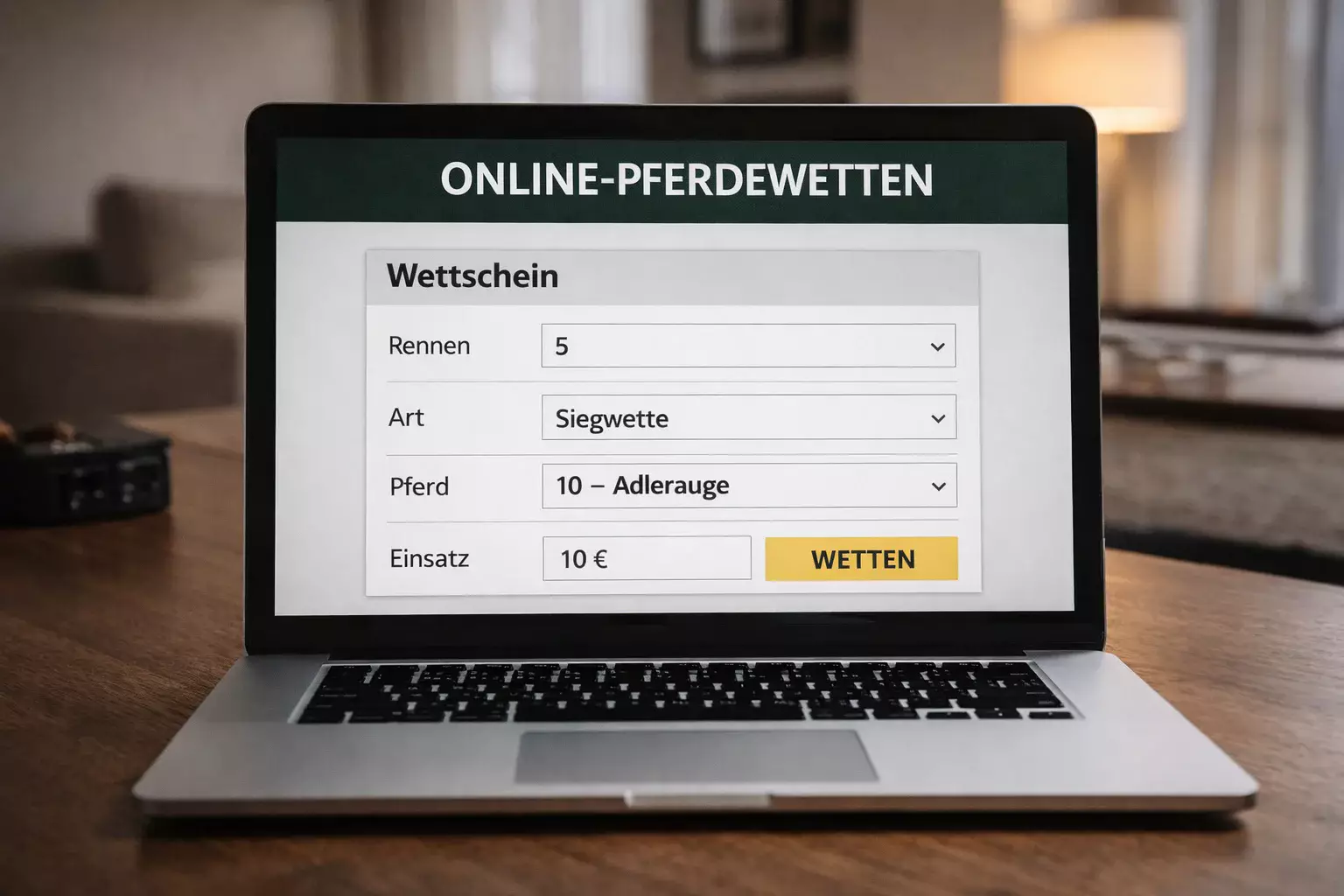 Online-Wettplattform auf Laptop-Bildschirm